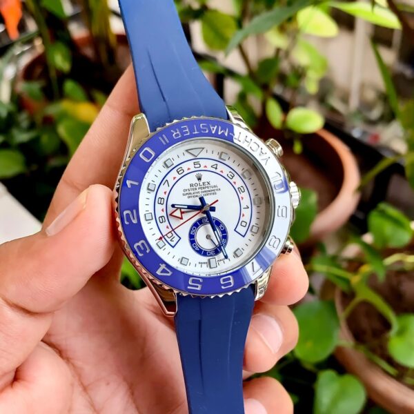 Branded Watch For Men Yatch Master 2, Silicone Blue Strap - Image 2