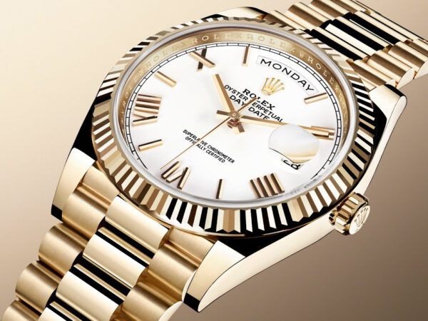 Luxury Watch Oyster Perpetual Day-Date Gold With White Dial - Image 3
