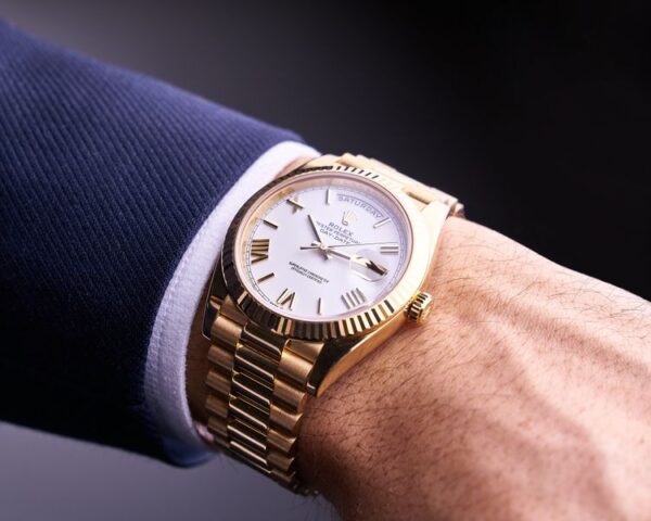 Luxury Watch Oyster Perpetual Day-Date Gold With White Dial - Image 5