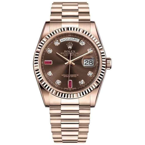 Luxury Watch Oyster Day-Date Ruby Chocolate Dial President
