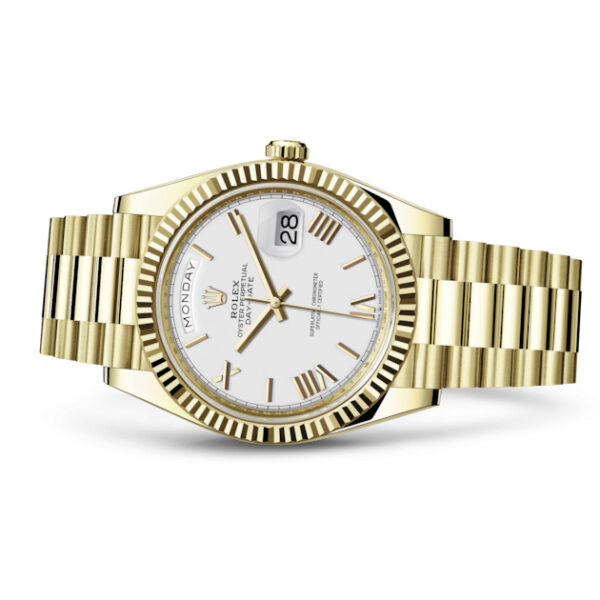 Luxury Watch Oyster Perpetual Day-Date Gold With White Dial - Image 4